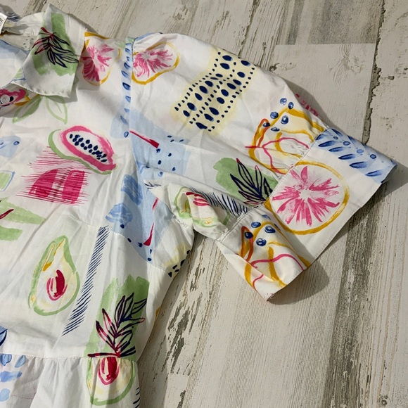 Crown & Ivy Multicolor Fruit Printed Shirt Dress Size XXL - Picture 10 of 11